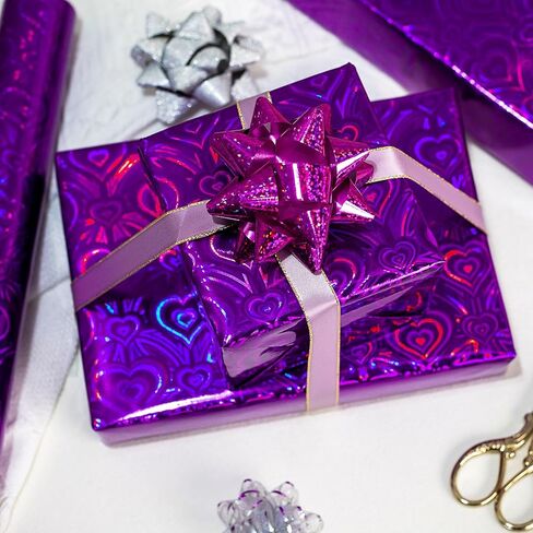 Homeral Pink Wrapping Paper Roll - Holographic Shiny Pink Galaxy for Birthday, Baby Shower, Bridal Shower, Wedding, Mothers Day, Valentines Day - Mini Roll - 17 Inch x 33 Feet in Kuwait