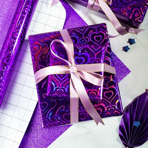 Homeral Pink Wrapping Paper Roll - Holographic Shiny Pink Galaxy for Birthday, Baby Shower, Bridal Shower, Wedding, Mothers Day, Valentines Day - Mini Roll - 17 Inch x 33 Feet in Kuwait