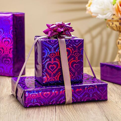 Homeral Pink Wrapping Paper Roll - Holographic Shiny Pink Galaxy for Birthday, Baby Shower, Bridal Shower, Wedding, Mothers Day, Valentines Day - Mini Roll - 17 Inch x 33 Feet in Kuwait