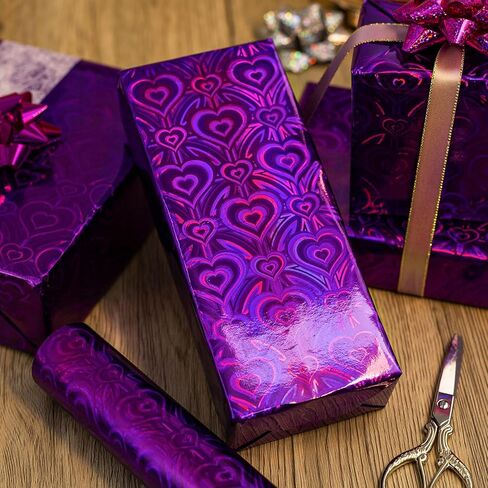 Homeral Pink Wrapping Paper Roll - Holographic Shiny Pink Galaxy for Birthday, Baby Shower, Bridal Shower, Wedding, Mothers Day, Valentines Day - Mini Roll - 17 Inch x 33 Feet in Kuwait