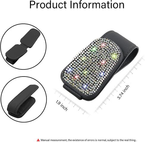 Bling Glasses Holder for Car Sun Visor, Sunglasses Mount with Crystal Rhinestones, Diamond Eyeglasses Hanger and Ticket Card Clip, Universal Auto Interior Accessories for Women Girls (Black) in Saudi Arabia