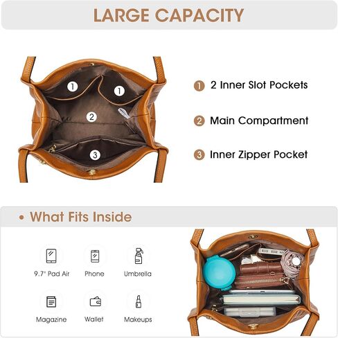 Kattee Soft Genuine Leather Shoulder Totes Bundle with Women Small Crossbody Bags in Saudi Arabia