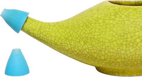 HealthGoodsIn Ceramic Neti Pot for Nasal Cleansing, Dishwasher Friendly, Holds 225 Ml Water - Crackle Pattern Yellow in Saudi Arabia