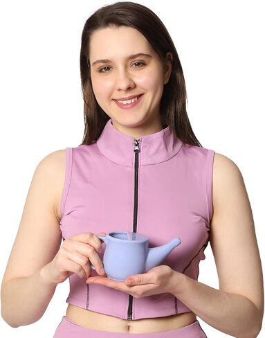 HealthGoodsIn Ceramic Neti Pot, Spill Proof with 5 Sachet Neti Salt, Microwave Safe, Holds 250 ML (8.4 FL Oz) (Beige) in Kuwait