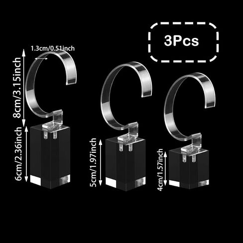 Watch Display Stand Plastic 10PCS Transparent Acrylic Wrist Watch Display Holder Bracelet Watch Display Rack Holder Stand for Men's Watch Home Organizer or Store Selling Shows (10PCS) in Saudi Arabia