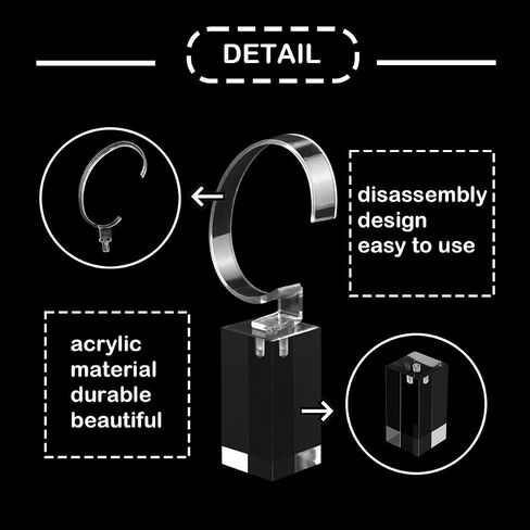Watch Display Stand Plastic 10PCS Transparent Acrylic Wrist Watch Display Holder Bracelet Watch Display Rack Holder Stand for Men's Watch Home Organizer or Store Selling Shows (10PCS) in Saudi Arabia