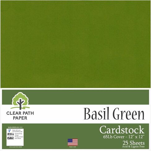 Clear Path Paper - Basil Green Cardstock - 12 x 12 inch - 65Lb Cover - 25 Sheets in Saudi Arabia