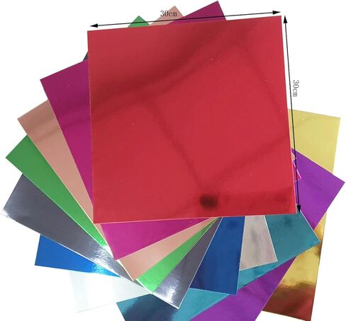 Premium 10 Sheets Mirror foil Board Sparkling Black Cardstock Reflective, Shiny Poster Board 12 x 12 inches 250GSM Use For Scrapbooking Paper Cutting Bending Or Shaping, 30cm in Kuwait