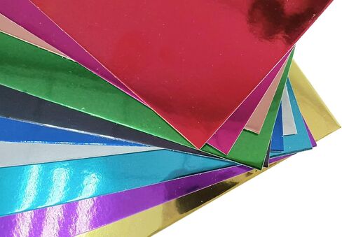 Premium 10 Sheets Mirror foil Board Sparkling Black Cardstock Reflective, Shiny Poster Board 12 x 12 inches 250GSM Use For Scrapbooking Paper Cutting Bending Or Shaping, 30cm in Kuwait