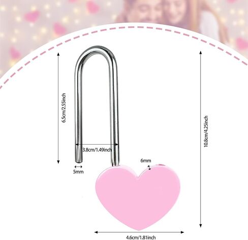 Keyless Love Lock Single Heart Padlock,Pink 3.5" 50mm Love Padlock for Lovelock Bridge, Wishing Tree(NO Key) in Saudi Arabia