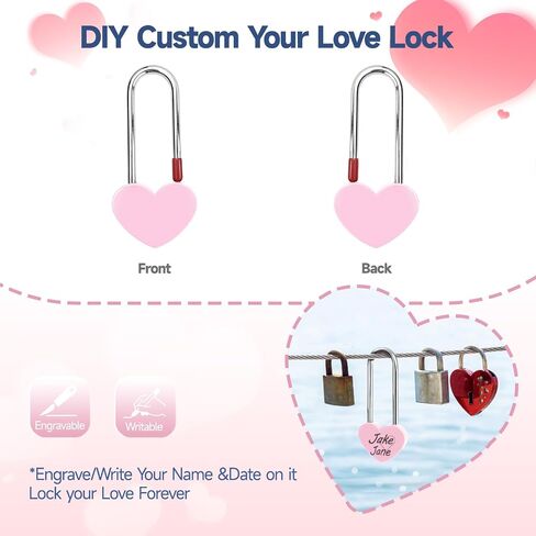 Keyless Love Lock Single Heart Padlock,Pink 3.5" 50mm Love Padlock for Lovelock Bridge, Wishing Tree(NO Key) in Saudi Arabia