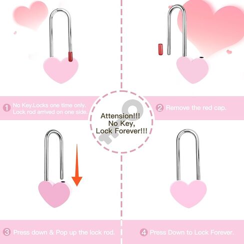 Keyless Love Lock Single Heart Padlock,Pink 3.5" 50mm Love Padlock for Lovelock Bridge, Wishing Tree(NO Key) in Saudi Arabia
