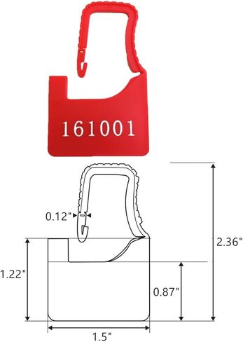 قفل أمان بلاستيكي مرقم، صغير، أحمر، 100 قطعة لكل حقيبة in Kuwait