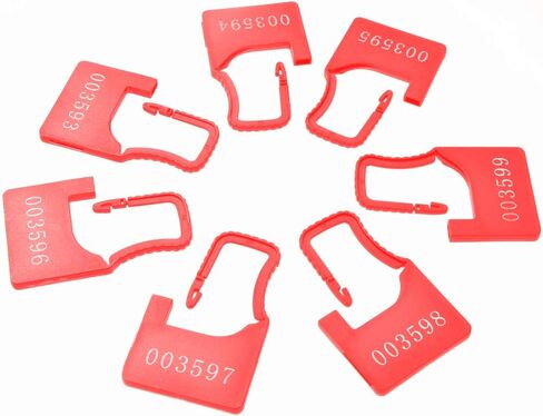 قفل أمان بلاستيكي مرقم، صغير، أحمر، 100 قطعة لكل حقيبة in Kuwait