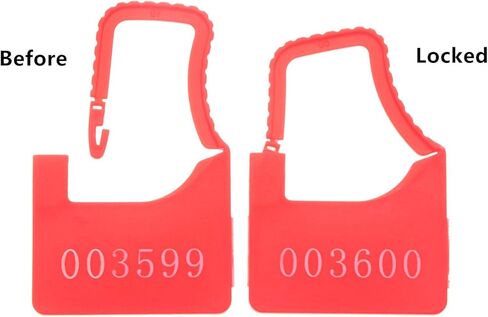 قفل أمان بلاستيكي مرقم، صغير، أحمر، 100 قطعة لكل حقيبة in Kuwait