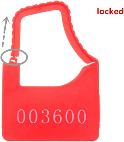 قفل أمان بلاستيكي مرقم، صغير، أحمر، 100 قطعة لكل حقيبة in Kuwait