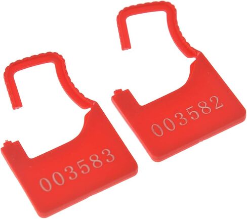 قفل أمان بلاستيكي مرقم، صغير، أحمر، 100 قطعة لكل حقيبة in Kuwait