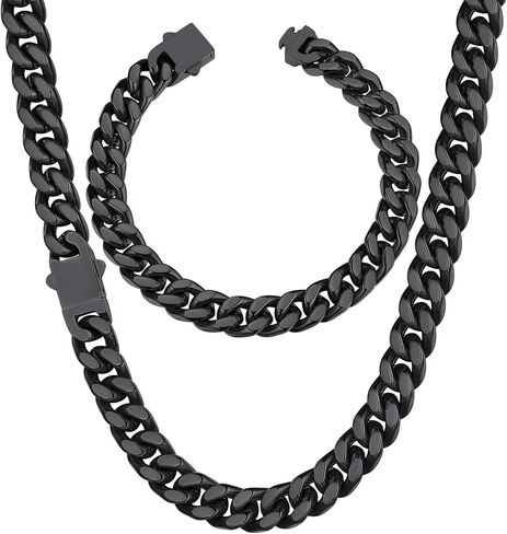 ChainsHouse 9mm 20" Cuban Chain Necklace Men Bracelet 21cm in Saudi Arabia