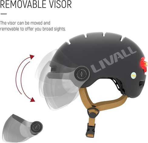 LIVALL L23 Smart Bike Helmet with LED Lights & Removable Visor, NTA8776 CPSC Certified, Bike Helmet with Fall Detection for Adults Men Women, Bicycle Helmet for Commuter E-Bike Scooter Skateboard in Kuwait