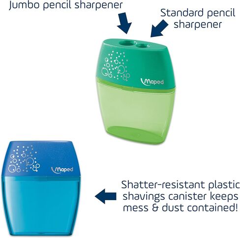 Maped Shaker 2-Hole Pencil Sharpener - 20-Pack - Precise Sharpening - Durable & Portable - Compact Design, Steel Blades - Ideal for Students in Saudi Arabia