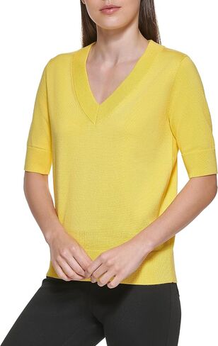 DKNY Women's V-Neck Elbow Sleeve Lightweight Sweater in Saudi Arabia