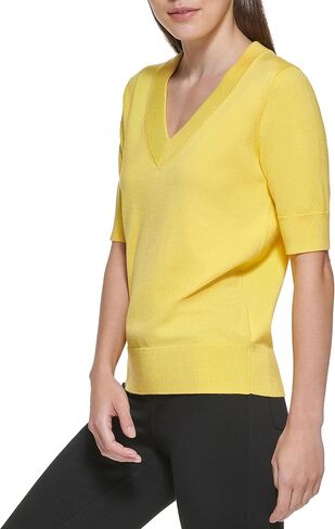 DKNY Women's V-Neck Elbow Sleeve Lightweight Sweater in Saudi Arabia