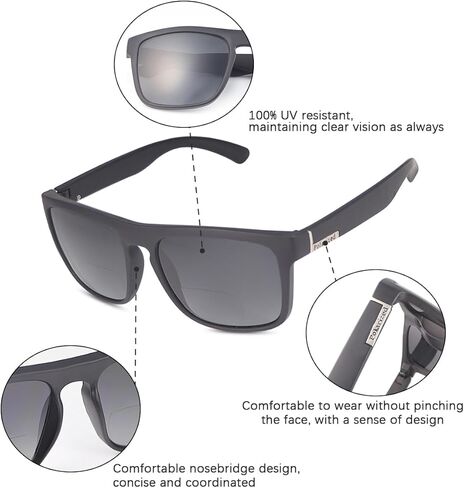 Polarized Bifocal Reading Sunglasses UV400 Protection Blue Light Blocking Glasses Black Tinted Bi-Focal Sun Readers in Saudi Arabia