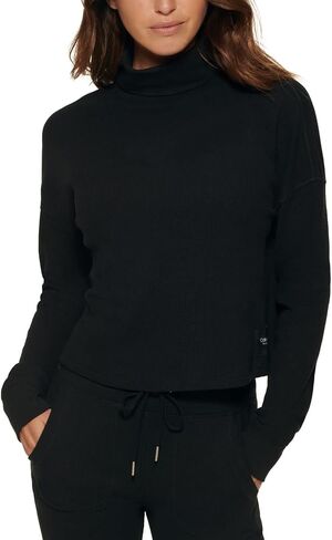 Calvin Klein Womens Performance Long Sleeve Turtleneck Top,Black,Medium in Saudi Arabia