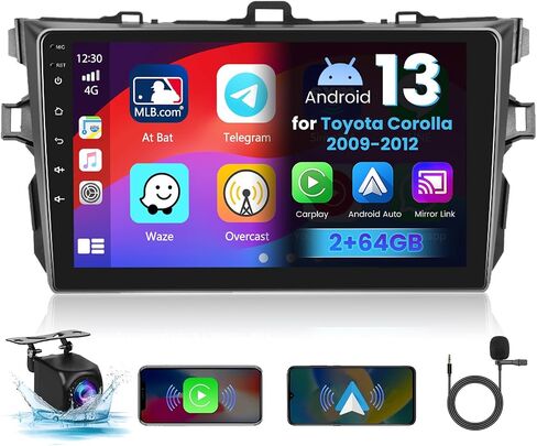 [2G+64G] Hikity Android Car Stereo for Toyota Corolla 2009-2012, 9 Inch Touchscreen Wireless Apple Carplay Android Auto Radio with GPS Navigation WiFi Bluetooth Backup Camera in Saudi Arabia