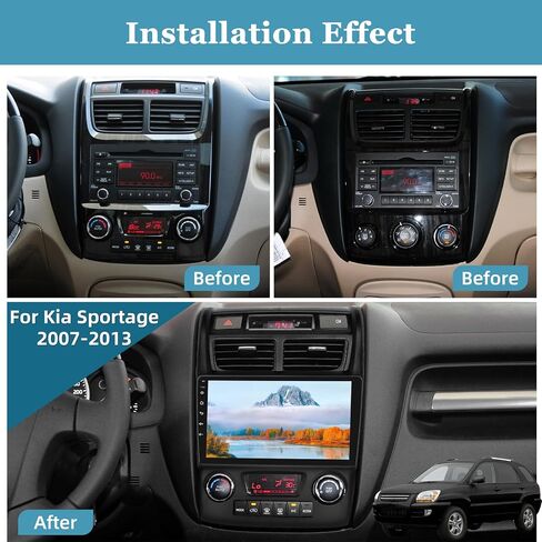 Android 13 Car Radio for Kia Sportage 2007-2013 - Wireless Carplay and Android Auto - 9 Inch Touchscreen Car Stereo with DSP/Multiple UI/WiFi/GPS/SWC + AHD Backup Camera in Saudi Arabia