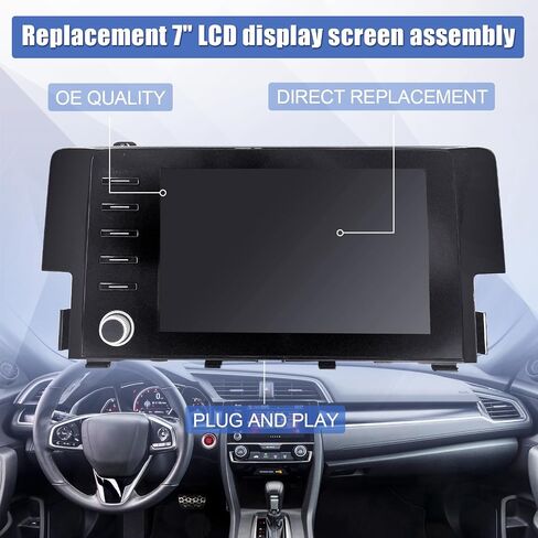 7 Inch Radio Display Screen Assembly Compatible with 2019-2021 Honda Civic Information Center Monitor Replace 39710-TBA-A41 39710TBAA41 39710TBFA61 in Saudi Arabia