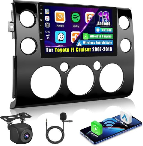 8 Core 4+64GB for 2007-2014 Toyota FJ Cruiser Android Carplay Radio, 9'' Touch Screen in-Dash GPS Navigation, Wireless Apple Carplay Android Auto, 32EQ DSP, WiFi, Bluetooth 5.0, SWC, Mic, Backup Cam in Saudi Arabia