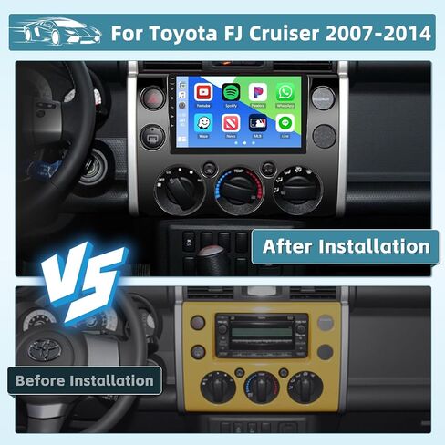 8 Core 4+64GB for 2007-2014 Toyota FJ Cruiser Android Carplay Radio, 9'' Touch Screen in-Dash GPS Navigation, Wireless Apple Carplay Android Auto, 32EQ DSP, WiFi, Bluetooth 5.0, SWC, Mic, Backup Cam in Saudi Arabia