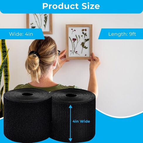 خطاف وحلقة لاصق ذاتي اللون أسود مقاس 4 × 5 بوصات، شريط تثبيت قوي صناعي، ظهر لاصق، للاستخدام الداخلي أو الخارجي، يحمل 10 رطل. شديدة التحمل، سهلة القطع إلى الطول المطلوب in Kuwait