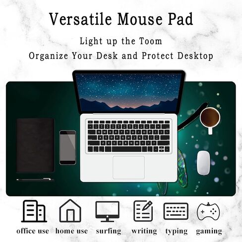 Gaming Desk Mat Large,Colorful Mushrooms Extended Mousepad,Non-Slip Rubber Mouse Pad Stitched Edges,Desktop Decorative Accessories for Home Office 31.5" x 15.7" in Kuwait