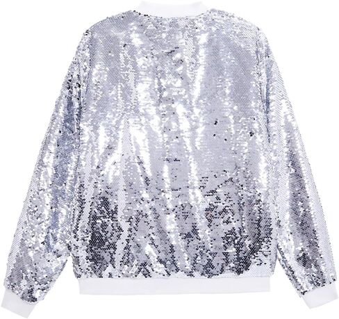 A ARFAR Women Sequin Jackets Flip Glitter Varsity Bomber Sparkly Coat Party Outwear Ladies Shiny Cloth in Saudi Arabia