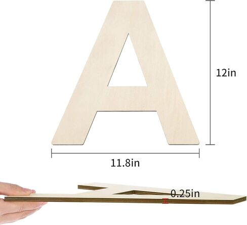 12 Inch Unfinished Wooden Letter E, 1/4 Inch Thick Blank Wood Letters for Wall Decor DIY Crafts Project Birthday Wedding Christmas Decorations (E) in Saudi Arabia