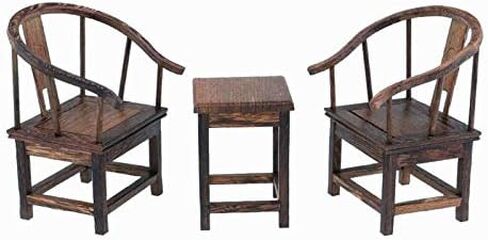 1:6 Dollhouse Miniature Handcraft Furniture Retro Wood Sofa Table Armchair Pieces Dollhouse Furniture Miniatures Vintage 1/6 Scale Wooden Tea Table Chair Furniture Dollhouse Miniature in Saudi Arabia