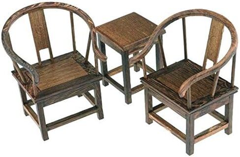 1:6 Dollhouse Miniature Handcraft Furniture Retro Wood Sofa Table Armchair Pieces Dollhouse Furniture Miniatures Vintage 1/6 Scale Wooden Tea Table Chair Furniture Dollhouse Miniature in Saudi Arabia