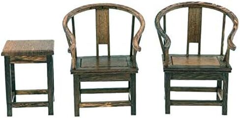 1:6 Dollhouse Miniature Handcraft Furniture Retro Wood Sofa Table Armchair Pieces Dollhouse Furniture Miniatures Vintage 1/6 Scale Wooden Tea Table Chair Furniture Dollhouse Miniature in Saudi Arabia