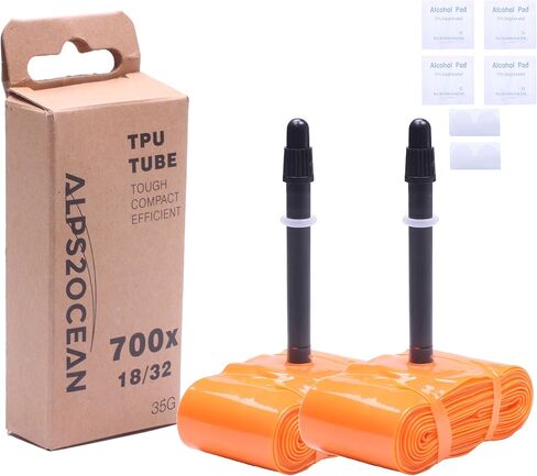 700C Ultralight TPU Road Bike Inner Tube,700x18C/23C/25C/28C/30C/32C AV48mm/65mm Presta Valve Tubes,Compatible with 700x18C 700x23C 700x28C 700x30C 700x32C Race Bike Tire Tubes- 2 Pack in Kuwait