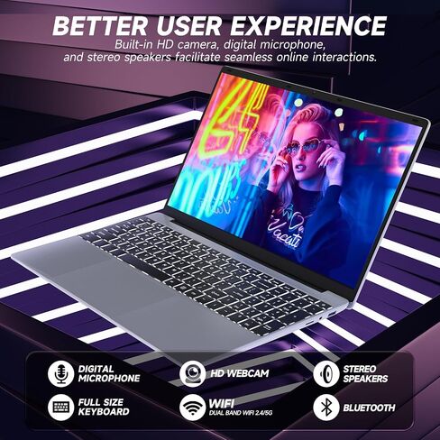 15.6 inch Laptop, FHD IPS 1920x1080 Screen, RAM 4GB SSD 128GB, Intel N5095, Backlit Keyboard, Window 11, WiFi, Bluetooth 4.2, USB 3.0, for Students and Business. in Saudi Arabia