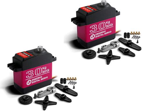 2Pcs 30KG Digital Servo, DS3230 PRO Large Torque 6V Stainless Steel Gear IP66 Waterproof RC Servo with 25T Servo Arm for 1/8 1/10 1/12 Scale Baja RC Car (2Pcs 180 Degree) in Saudi Arabia
