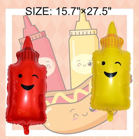 8 Pieces Food Themed Balloons Hamburger Hot Dog Ketchup Mustard Bottle BBQ Party Balloons Foil Balloon for Picnic Snacks Party Birthday Decorations Supplies in Saudi Arabia