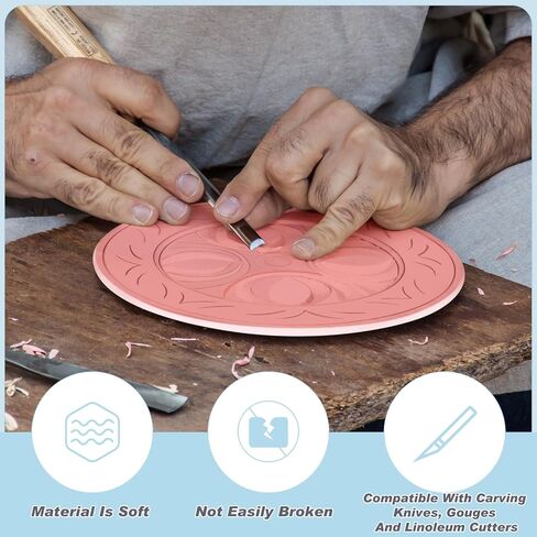Frienda 16 Pcs Pink Rubber Carving Blocks 3'' x 4'' Linoleum Blocks for Printmaking Linoleum Block Stamp Making Kit Rubber Carved Brick for DIY Stamp Soft Rubber Crafts, Soft and Easy to Carve in Saudi Arabia