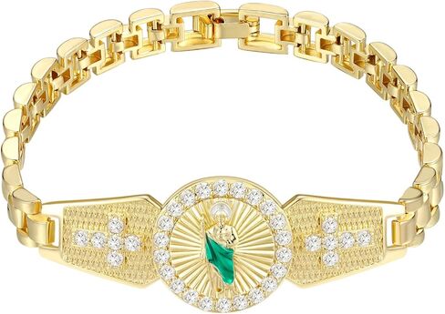 سوار سان جوداس تاديو من الفولاذ المقاوم للصدأ مطلي بالذهب عيار 24 قيراط قلادة سانت جود أساور مكسيكية كاثوليكية للرجال (ذهب 270) in Kuwait