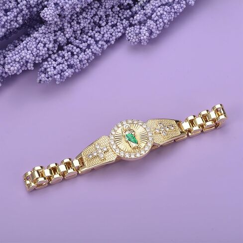 سوار سان جوداس تاديو من الفولاذ المقاوم للصدأ مطلي بالذهب عيار 24 قيراط قلادة سانت جود أساور مكسيكية كاثوليكية للرجال (ذهب 270) in Kuwait