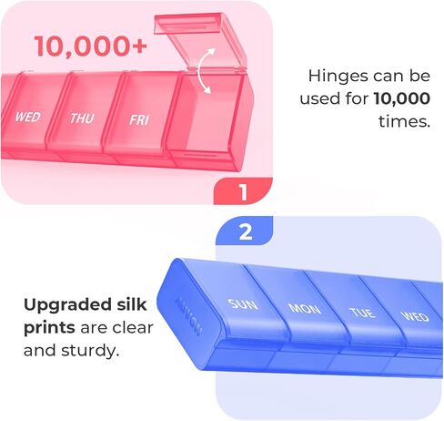 AUVON 2 Pack Weekly Pill Organizer, Dual-Color Large Pill Case Set for Multiple Pill Tracking, Pill Box 7 Day for Travel, Pill Container for Home Use to Hold Vitamins, Supplements, Medications in Saudi Arabia