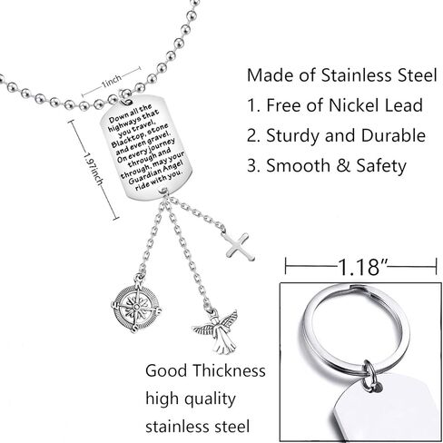 BNQL Guardian Angel Car Charm for Rearview Mirror Drive Safe Gifts Car Mirror Hanging Charm May Your Guardian Angel Ride with You (SILVER) in Kuwait