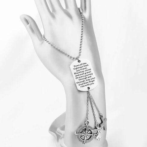 BNQL Guardian Angel Car Charm for Rearview Mirror Drive Safe Gifts Car Mirror Hanging Charm May Your Guardian Angel Ride with You (SILVER) in Kuwait